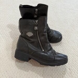Harley-Davidson Women’s Black Leather Zip Ankle Boots